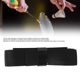 HERCHR Sweat Absorbing Band, Tennis Badminton Racket, Leather Grip Overgrip Band, Replacement Band, Sweat-Absorbing Leather Strap for Outdoor Gym (Black)