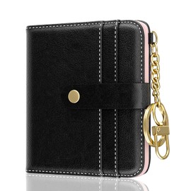 Aiawoxc Womens Wallet, RFID Small Wallets for Women, Slim Compact Credit Card Holder, Cute Leather Bifold Ladies Purse with Zipper Coin Pocket and ID Window, Black