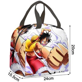 LGQHCE Luffy Lunch Bag, Onepiece Meal Bags School Student Lunch Bags Lunch Insulation Bag Reusable Insulated Cooler Lunch Bag Leakproof Portable Lunch Box for Work School Picnic Travel Beach