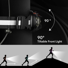 KICLBD Special Running Light for Runners, USB Rechargeable LED Chest Light, Seven-Level Front Light Adjustment, Waterproof Night Safety Light Backlit Flashlight for Camping, Hiking, Running, Jogging