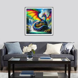 FHBUBPUP Dragon Diamond Art Painting Kits for Adults, Dragon Diamond Painting Art, 5D DIY Full Drill Round Gem Art Craft Home Wall Decor Gift 30x30cm