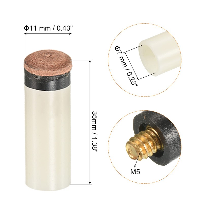 PATIKIL 11mm Dia Screw-on Pool Cue Tips, 10 Pairs Snooker