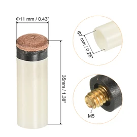 PATIKIL 11mm Dia Screw-on Pool Cue Tips, 10 Pairs Snooker Billiard Cue Stick Tips Replacement with Pool Cue Ferrules, Brown Beige
