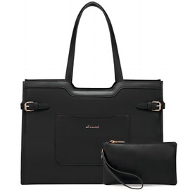 LOVEVOOK Laptop Tote Bag for Women 15.6 Inch Leather Work Bags for Women Large Capacity Laptop Bag with Clutch Purse Waterproof Computer Bags Business Briefcase Office Bag