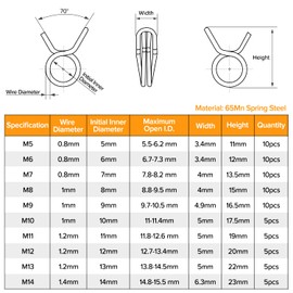 Lyeteung 75 Pieces 10 Sizes 5-14 mm Double Wire Fuel Line Hose Pipe Spring Clips Clamp Kit, Air Hose Hose Clamps Closure, Hose Clips Spring Clamp, Gold