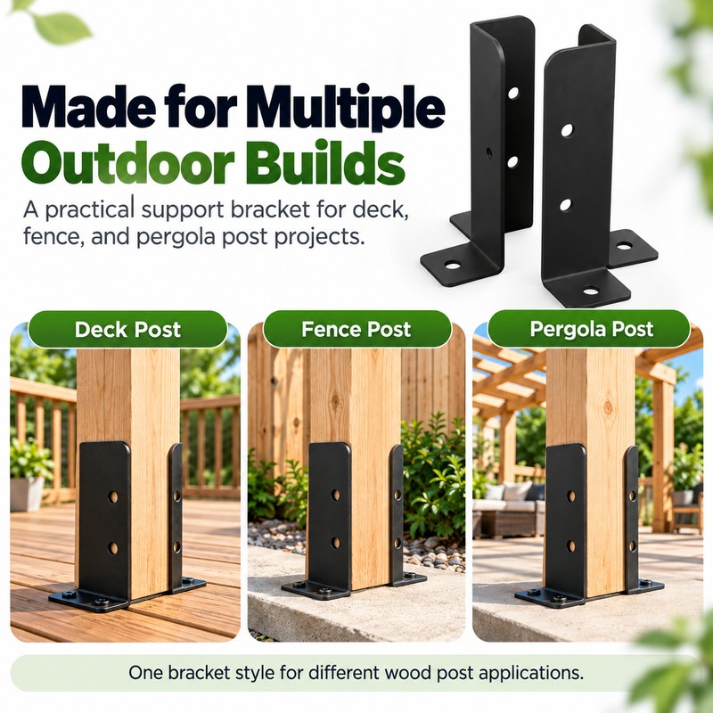Adjustable Post Anchor Bracket for Wood Supports – Reversible Stainless