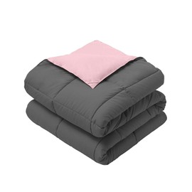 Royal Hotel Bedding Reversible Baby Blanket, Infant Blanket, Hypoallergenic, Down Alternative Baby Blanket, Medium Warmth, 30 by 40 Inches, Set of 2, Charcoal - Blush