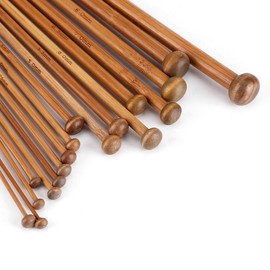36Pcs Single Pointed Knitting Needles Set 18 Sizes Carbonized Yarn Circular Knitting Pin 2mm to 10mm for Beginners （Length 10 inch）