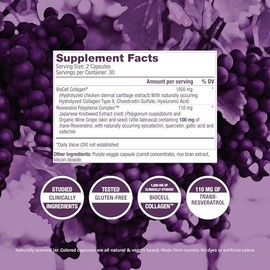 ResVitále Collagen Enhance - Beauty Supplement with Hyaluronic Acid & Resveratrol - 60 Capsules