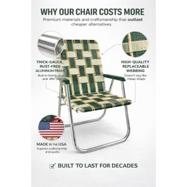 Lawn Chair USA Folding Aluminum Outdoor Patio Lawn Chair | Heavy-Duty Webbed Chairs for Camping, Sports, Beach, Yard & Tailgating | Lightweight Portable | Classic - Christmas Theme
