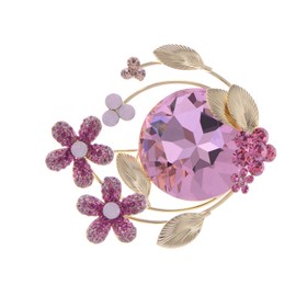 Alilang Sparkly Rose Pink Crystal Elements Flower Bouquet Brooch Lapel Pins Elegant Dress Accessories for Wedding Party