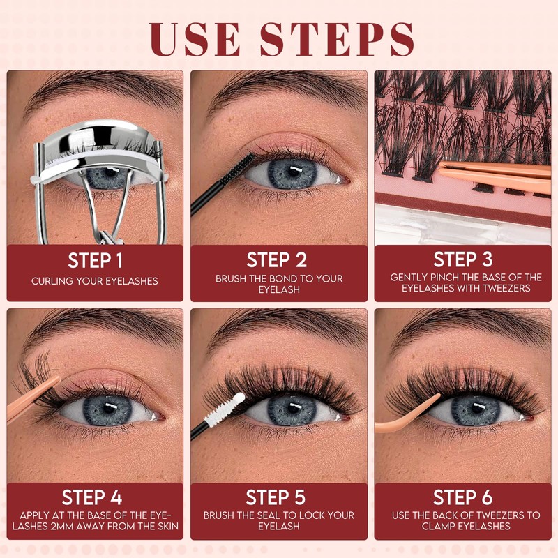 Higu clace Cluster Lashes Kit D Cul, 3D Individual Eyelashes
