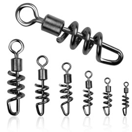 JSHANMEI Fishing Swivels Corkscrew Snap Fishing Tackle Stainless Steel Rolling Swivels Fishing Line Connector Accessories Size 2/0 1/0 2# 4# 6# 8#,Pull 42-176LB