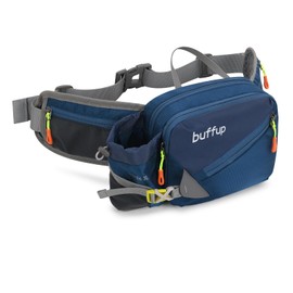 buffup® Bum Bag with Bottle Holder, Hip Bag Sport for Outdoor Dog Training Cycling Hiking Running Belt Bag Women Men Large (Dark Blue)
