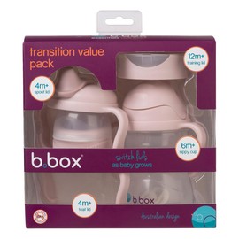 b.box Sippy Bottle to Cup Transition Value Pack for Babies and Toddlers, 240ml, Blush