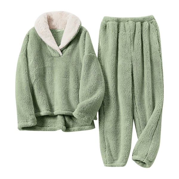 BOSECETA Fluffy Pajamas Set for Women Soft Comfy Fleece Pjs