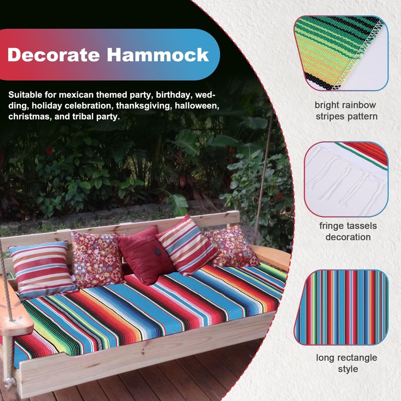 Liseng Mexican Sarape Picnic Blanket Throw Table Blanket Hot Bar