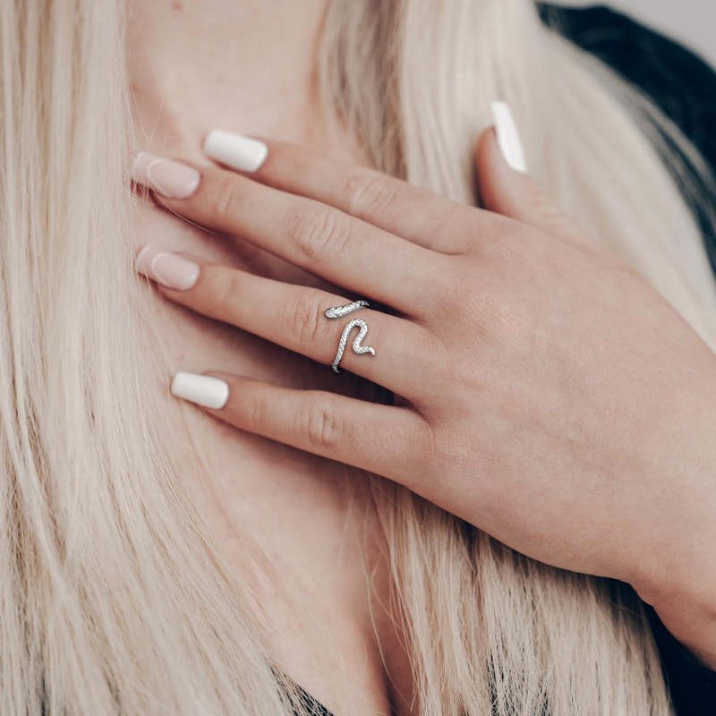 Snake Ring 925 Sterling Silver - Adjustable Snake Ring Silver