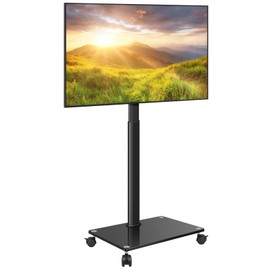 KKTONER Mobile TV Stand Rolling TV Cart for 27 to 65 inch Height Adjustable Rolling TV Stand with Wheels for Living Room Bedroom Max VESA 400x400mm Hold up 88 lbs