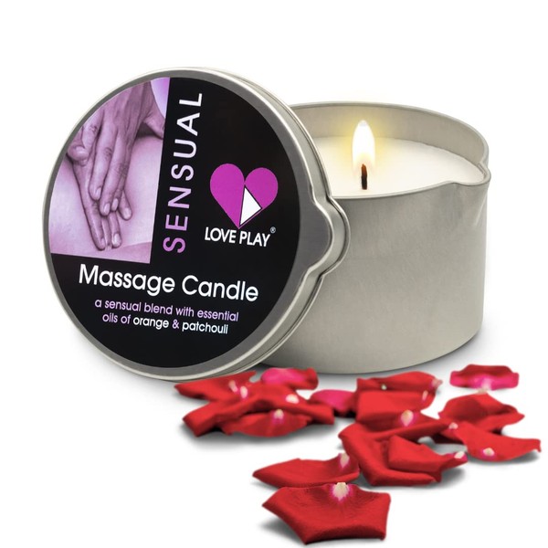 LOVE PLAY Massage Oil Candle - Vegan Moisturizing Body Oil Massage - Luxurious & Hydrating Skin Care Body Massage Oils (6.76oz) (Sensual)
