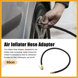 Partuto Copper Nylon 60cm 24" Tire Valve Connect Pipe Air Chuck Inflator Compressor Pump Extension Hose for Car Motorbike Bike Quick Connect Replacement