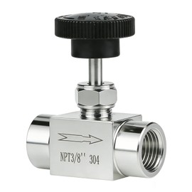 Angry Pony 3/8 Needle Valve, Stainless Steel 304 Needle Valve NPT 3/8 Female, Hydraulic Flow Control Valve for Water, Oil & Gas Systems, 900 PSI