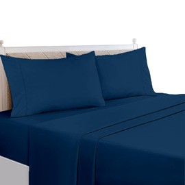 Egypto Easy Care Luxury Bedding King Size Flat Sheet – Breathable & Hypoallergic Flat Sheets – Shrinkage & Fade Resistant Flat Bed Sheet Royal Blue