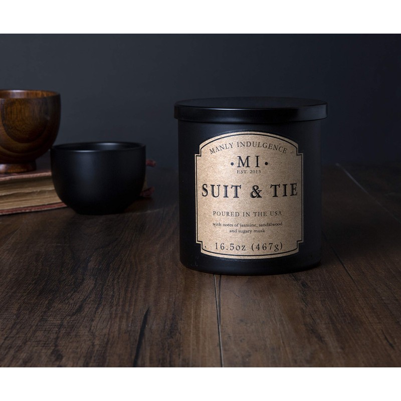 Manly Indulgence Suit & Tie Scented Jar Candle, Medium, Black