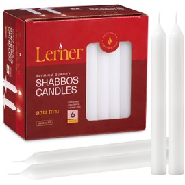 Lerner White Household Candlesticks, Pack of 50 | 6-Hour Burning Time | 7 Inch Tall Dinner Candles | 100% Dripless | Shabbat Candles | Candlesticks for Holidays, Churches, Décor, Emergencies