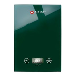 alpina Digital Kitchen Scales in g, lb, oz and ml, Precision Scale with Tare Function, Kitchen Accessories, 22 x 15.5 cm, Green