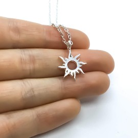 Silver Tone Sunshine Pendant Necklace Handmade