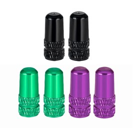 PLATTBK Bicycle Valve Caps 6 Pack Presta/Schrader Valve Caps Aluminum Alloy French/American Wheel Dust Covers Multi-Color Valve Adapter Cap