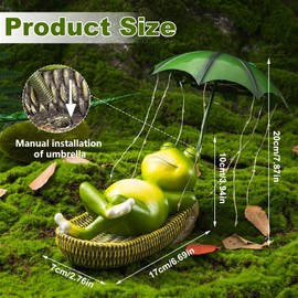 ZOYDP Garden Ornaments Outdoor Frog Statue, Solar Ornaments Outdoor Garden, Waterproof Solar Lights Outdoor Garden Ornaments, Frog and Umbrella Garden Statues Decorations for Yard Housewarming Gift