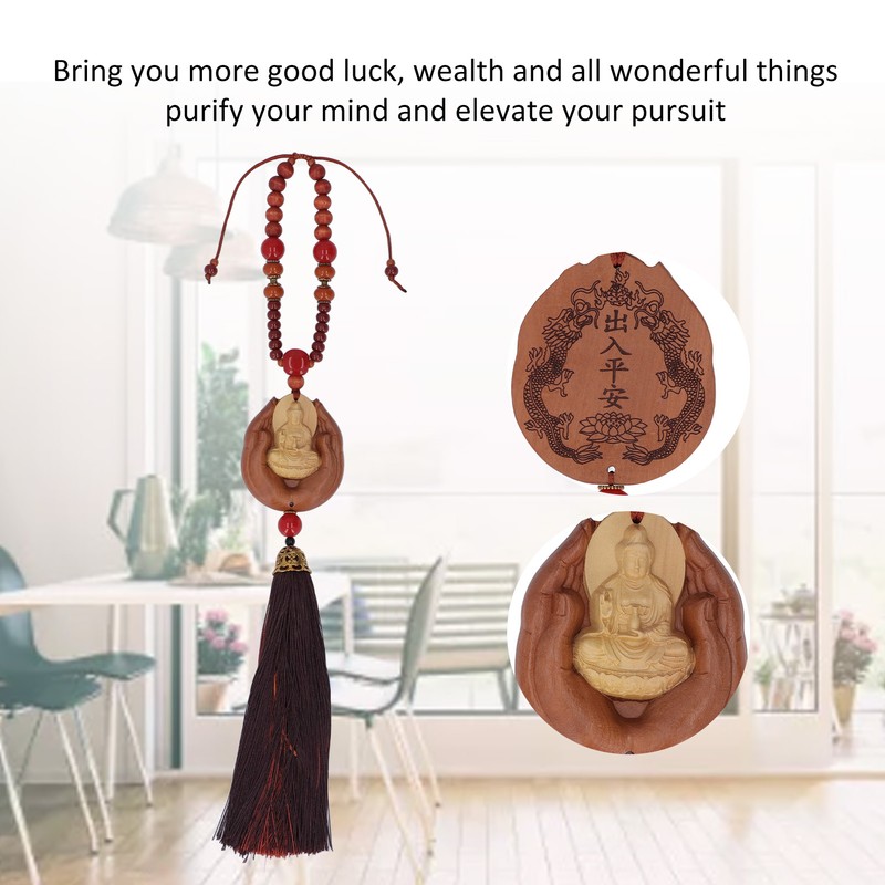 Buddha Car Pendant Peach Wood Exquisite Carving Mind Purification Wealth