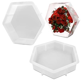 1 molde de silicona para deflector hexagonal para estantería, lyfLux de resina epoxi dimensional hexagonal, flores frescas, modelado de flores secas, fabricación de bricolaje (2 × 8 pulgadas)