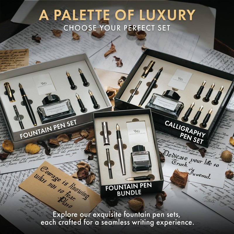 Wordsworth & Black Fountain Pen Set,18K Gilded Medium and Extra