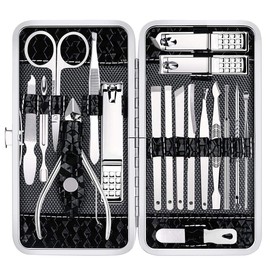 Nail Clippers Set Fingernail and Toenail Clipper Cutters, Manicure Pedicure Kit 18 Pieces Stainless Steel Professional Grooming Kits, Nail Care Tools with Luxurious Travel Case
