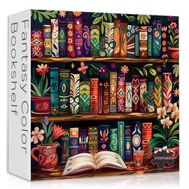 Blooming Bookshelf Jigsaw Puzzles 1000 Pieces, Vintage Literary Blossom Colorful Art Puzzle, Flower Book Wildflower Page Floral Themed, Library Impossible Challenging Puzzles for Adults