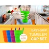 (Set of 4) Plastic Straw Cups with Built-In Straws –