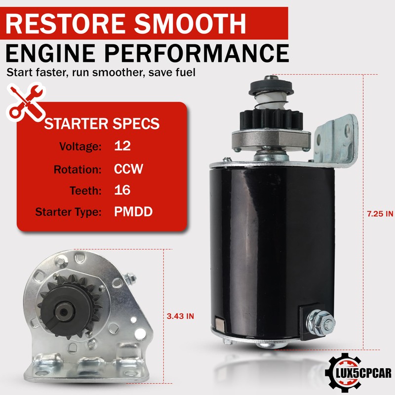 16 Tooth Starter Motor Replacement for Craftsman LT1000 LT3000 LT4000