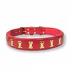 Ziizo Premium Genuine Leather Luxury Soft Pet Dog Collar -Walking Running Training Purposes - Durable Strong, Heavy Duty,Adjustable Male Female Dogs (L (17"-20"), Red/Golden)