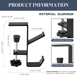 4PCS Fireplace Hanger for Garland for Mantle, 2 in 1 Christmas Stocking Holders with 2 Hooks, Aluminum Adjustable Heavy Duty Stockings Holder Hangers for Home Xmas Decoration