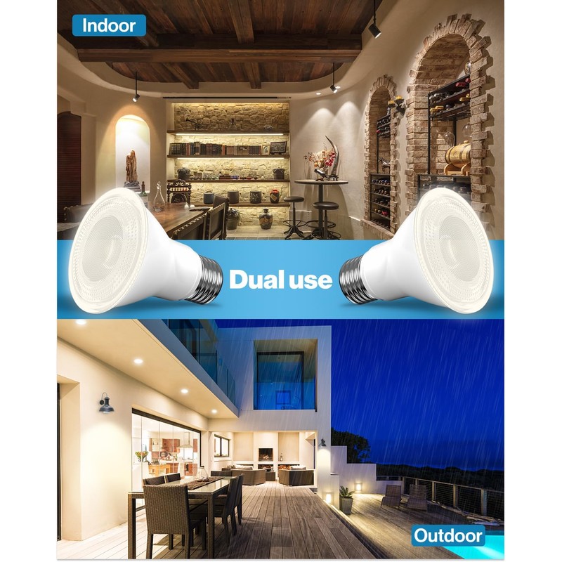 Sunco 20 Pack PAR20 LED Bulbs, 800 Lumens High Brightness,