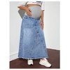 MakeMeChic Women's Maternity Jean Denim Maxi Skirt Pregnancy High Waisted