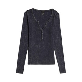 G-STAR Women's Deep V Henley Slim Top T-Shirt, Blue (Osaka Blue Gd D24656-c773-h193)