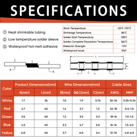 Eafion Solder Seal Wire Connectors - Marine Grade Heat Shrink Butt Connectors Kit - Waterproof Insulated Electrical Solder Sleeves Butt Splice Wire Terminals for Automotive Truck Boat (240PCS)