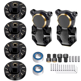 AllinRC Brass Wheel Weights Front Rear Differential Covers and Ball Bearings Compatible with Axial SCX24 1/24 RC Crawler Car Upgrades (Black Gold)