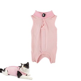 Cat Recovery Suit, Professional Cat Post-Surgery Suit, Elizabethan Collar & Cone Alternative, Anti-Lick Pet Vest for Kitten Spaying, Abdominal Wounds, or Skin Diseases (Pink, M Size)