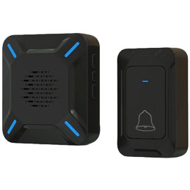 YYQ Outdoor Wireless Doorbell IP68 Large Strong Speaker LED Indicator Range 300M 5 Adjustable Volumes 58 Ringtones (Black)