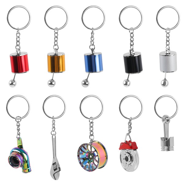 ASUNFO 10 Pcs Car Keychain Auto Part Model Metal Keychain